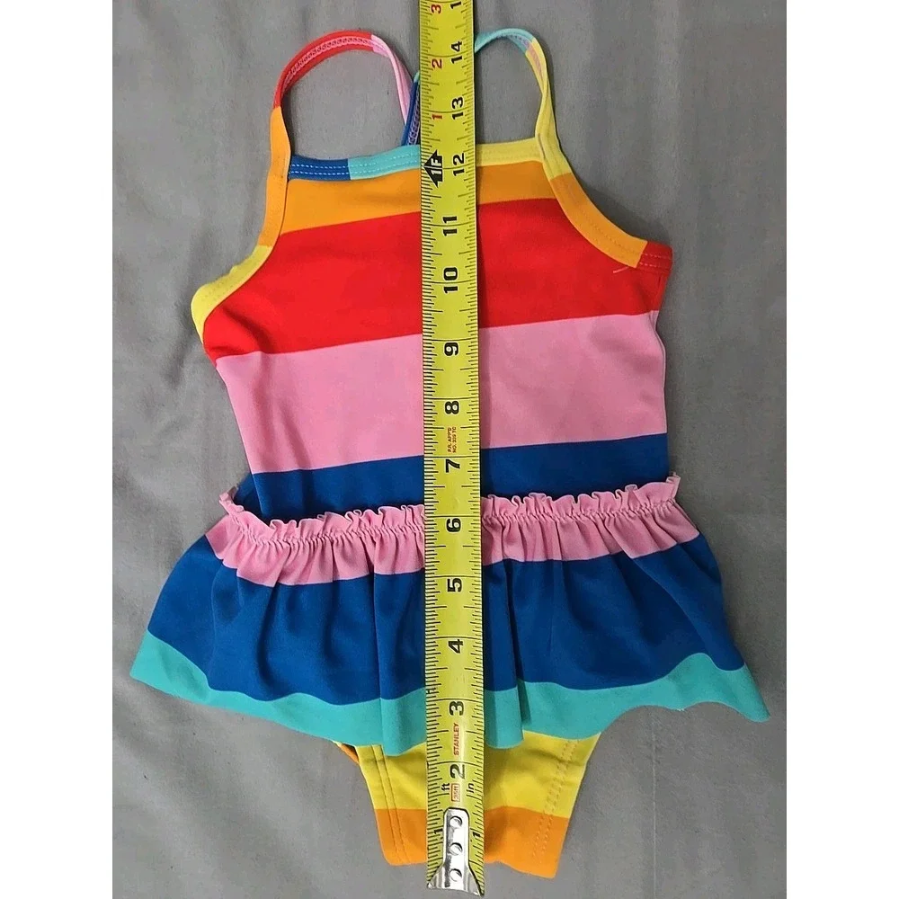 Hanna Andersson swimsuit,‎ rainbow stripe ruffle  GIRLS SIZE 6-12 MONTH